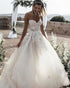 Popular Bohemian Wedding Dress A-line Lace Appliqued Sweetheart Beach Tulle Plus Size Bridal Gown